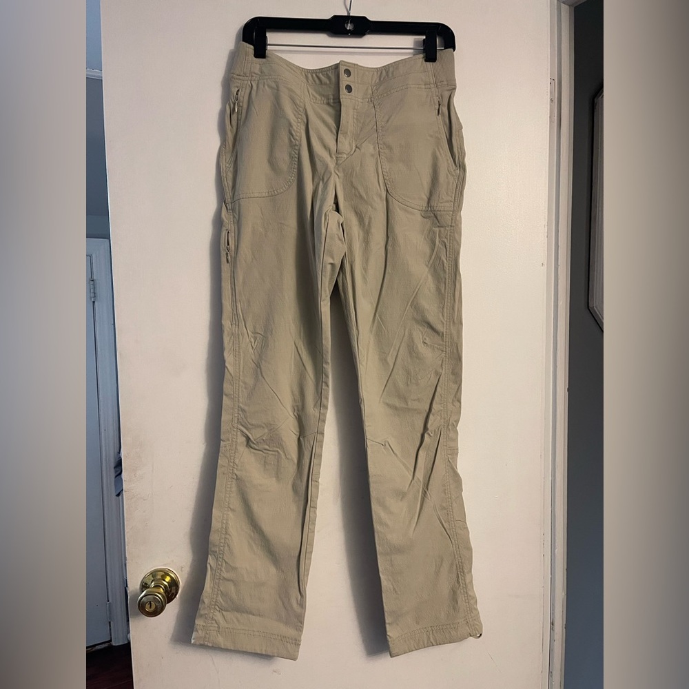Athleta Khaki Beige Zip Button PullOn Trekkie Hiking Walking Pocket Nylon Pant 6 - Picture 2 of 13